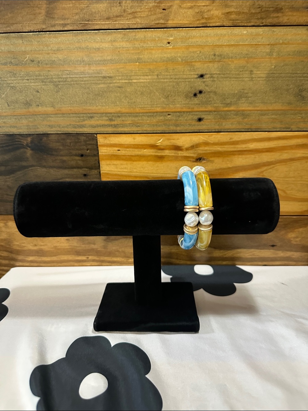 Plunder Blue and Yellow Pearl Accent Bracelet Set